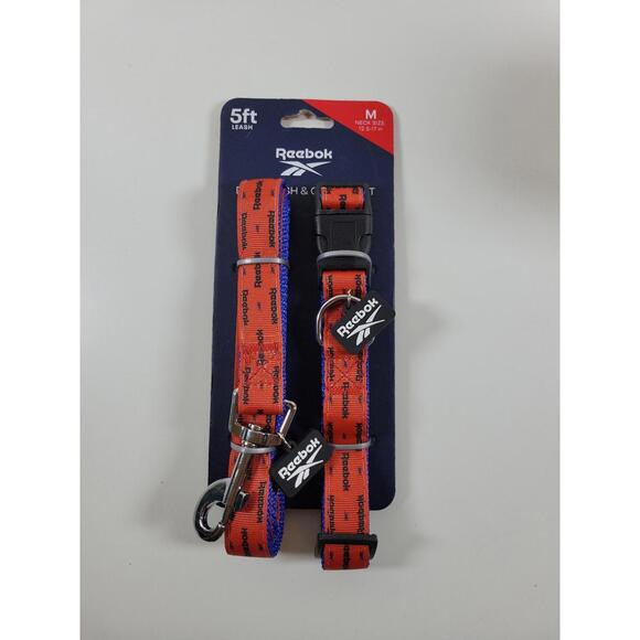 Reebok Dog Leash & Collar Set Red Blue Medium NEW! - Picture 1 of 3